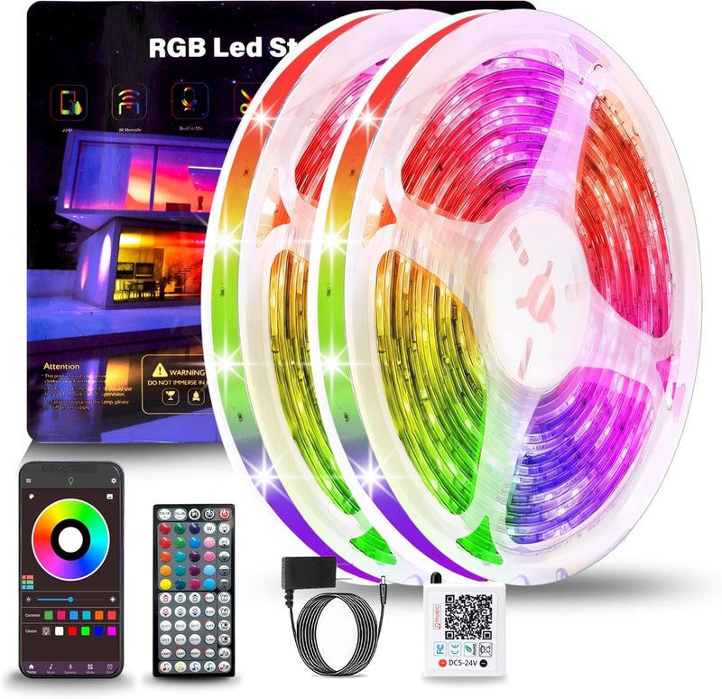 NBBUFF Led Lights for Bedroom 150ft (2 Rolls of 75FT), Color Changing RGB Led Strip Lights with 60 Keys Remote and App Control, Music Sync Led Lights for Room Kitchen Party Home Decor - Image 1